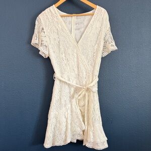 Elegant Lace Wrap Dress in White